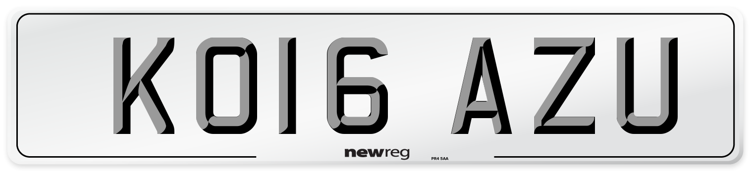 KO16 AZU Number Plate from New Reg